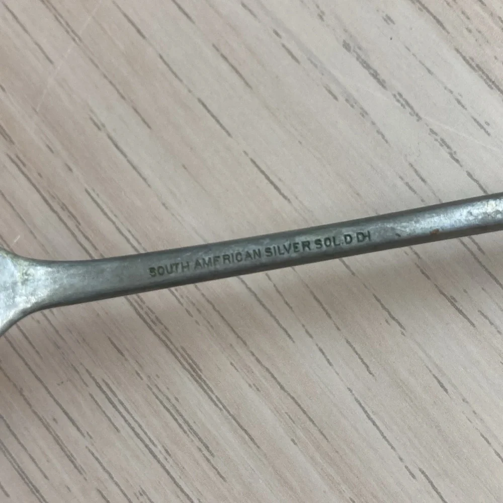 Vintage So. Am. Silver Solid D-1 South American Silver Company Long Pickle Fork